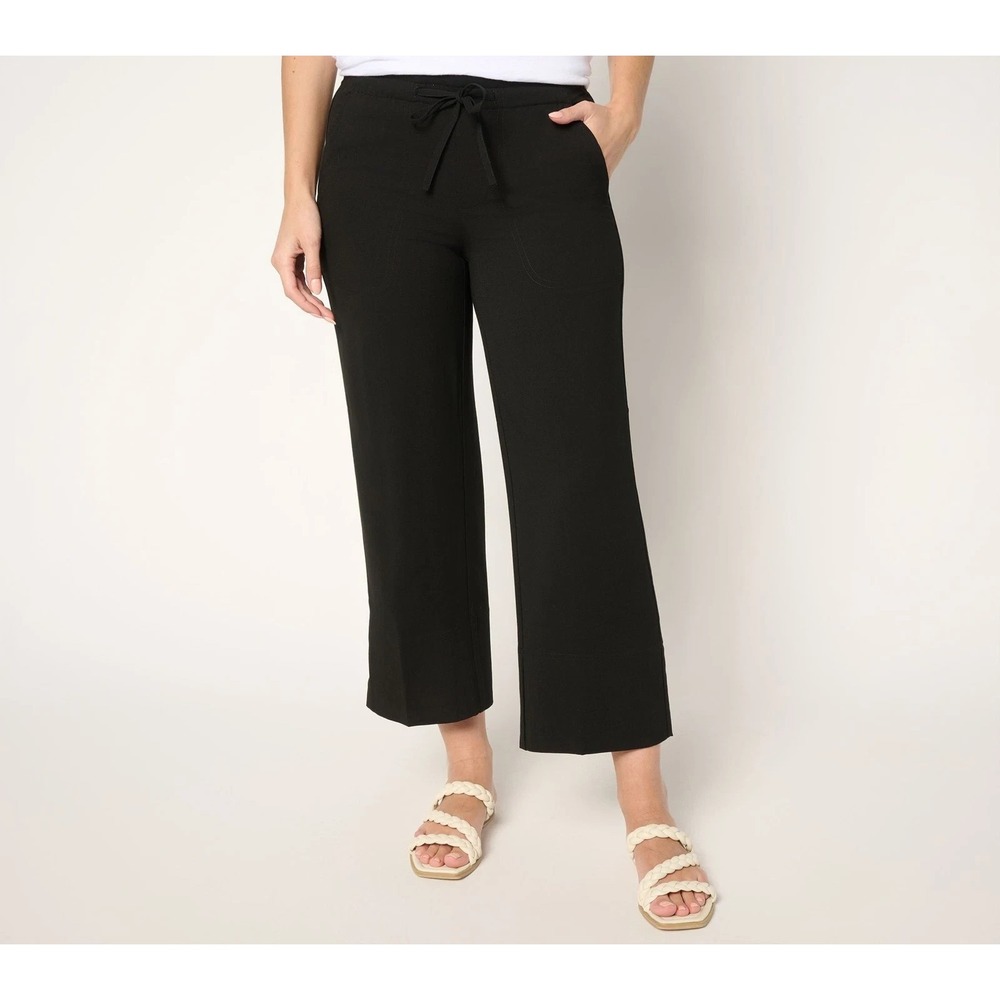 Liverpool Los Angeles Women's Plus Sz Pants 2X Pull-On Tie Waist Black  #42'